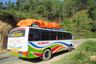 tourist bus in chitwan